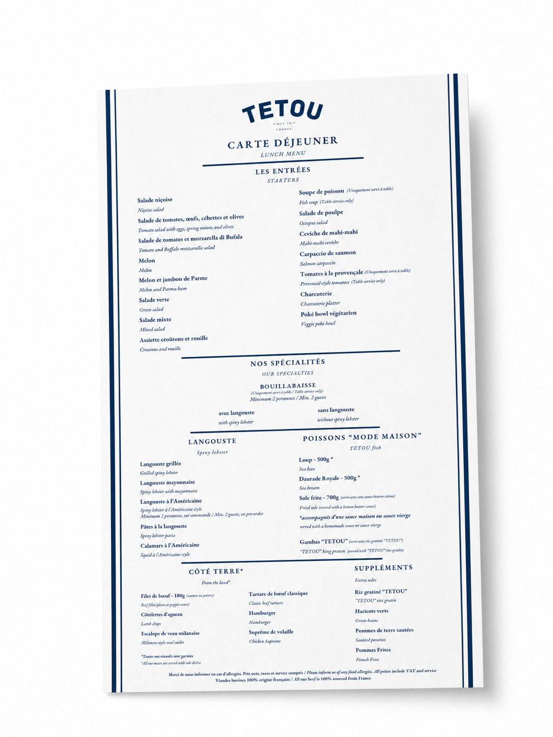 Menu Tetou
